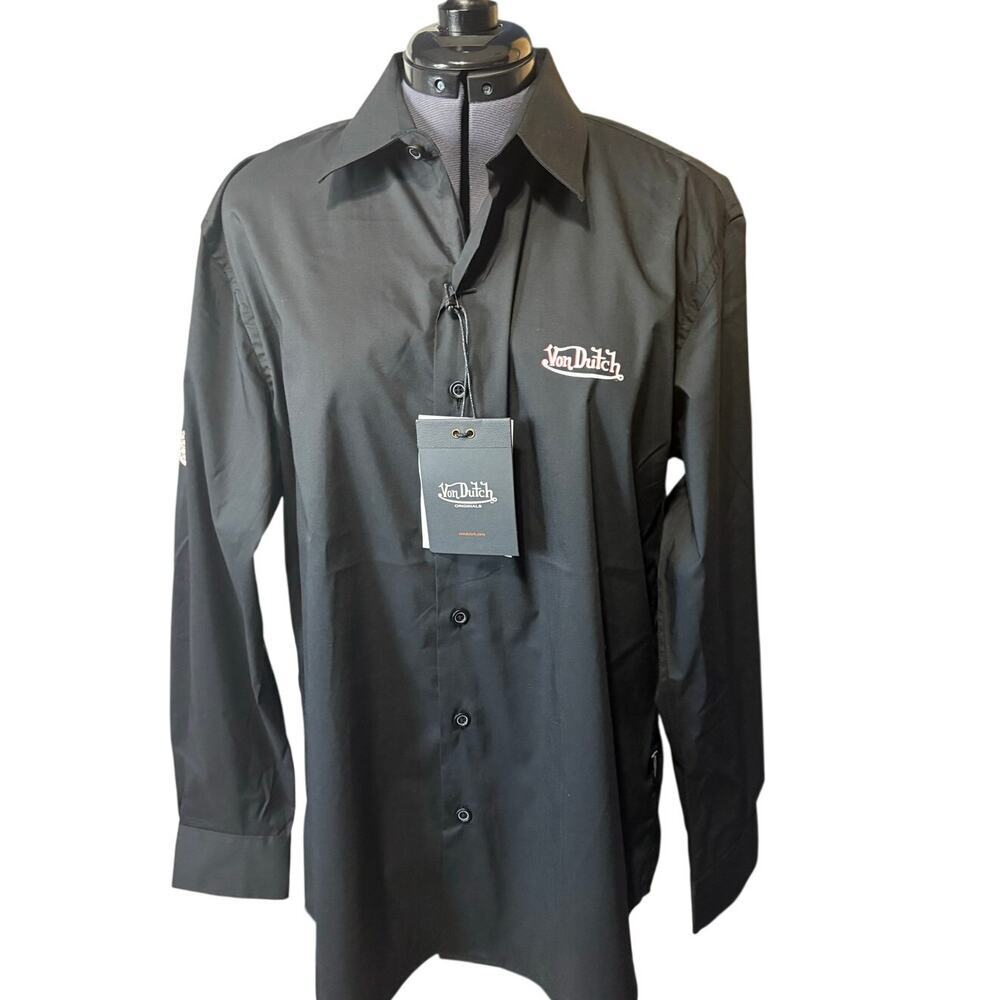 NWT Von Dutch Long Sleeve Button-Up Shirt – Black - Men’s Medium